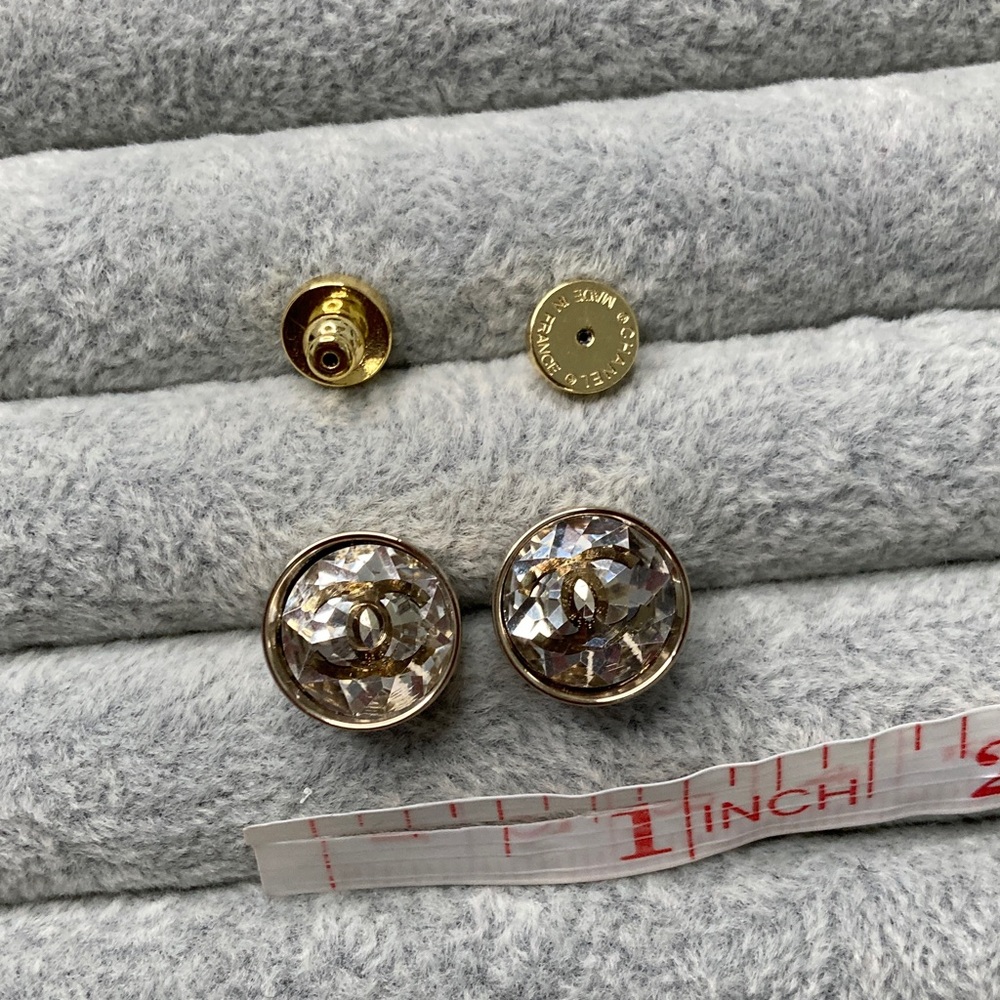 CHANEL Silver Crystal Earrings